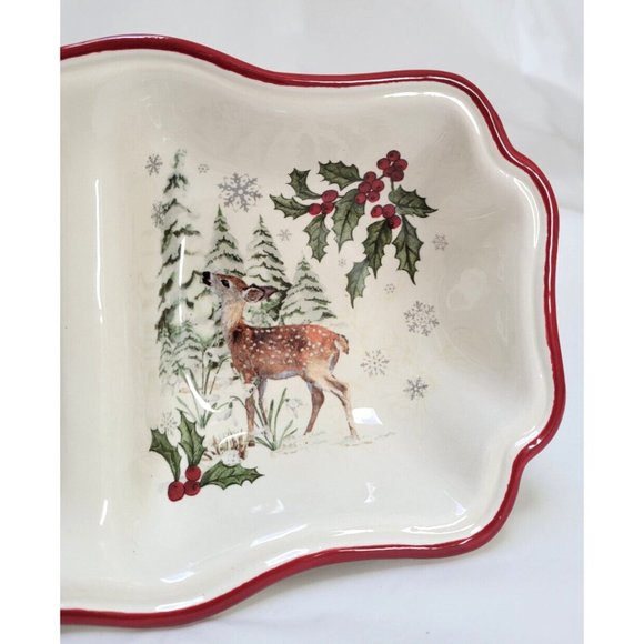 Better Homes and Gardens Heritage Winter Forest Ceramic 3 Section Serving Dish - Picture 4 of 11